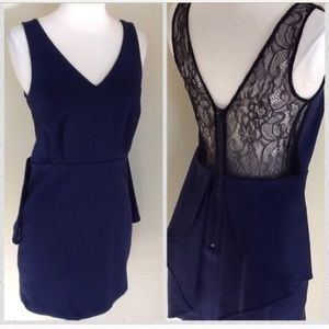 BCBGeneration Navy Blue Black Lace Ruffle Dress 2